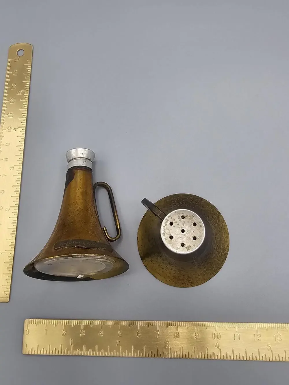 Vintage Mammoth Cave KY Brass Salt and Pepper Shakers